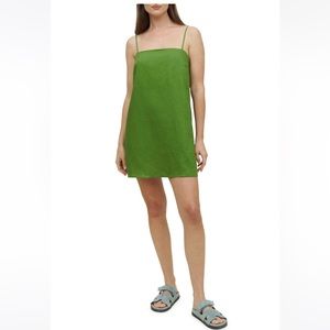 NWT Reformation PALM GREEN AUBREE LINEN MINI DRESS Size S